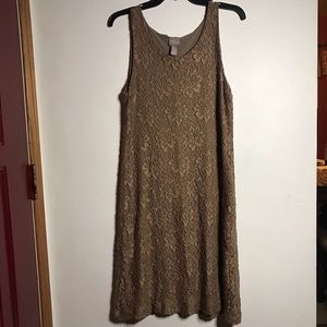 Chicos Tan Floral Lace Dress